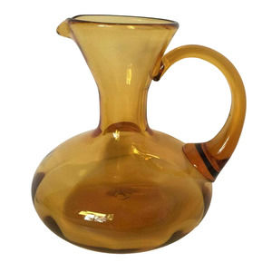 Vintage Antique Handblown Amber Glass Aladdin Vase Pitcher Jug